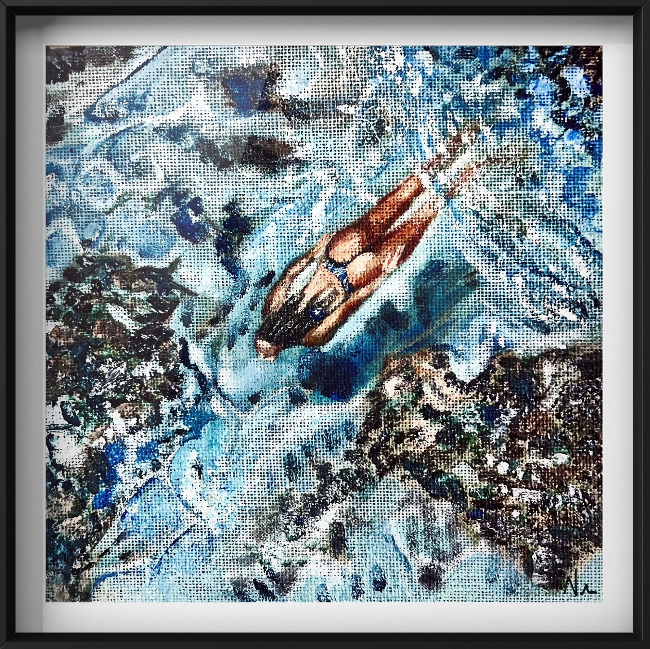 Making Waves VI - Swimmin' By The Rocks Of The Bay - 30x30cm