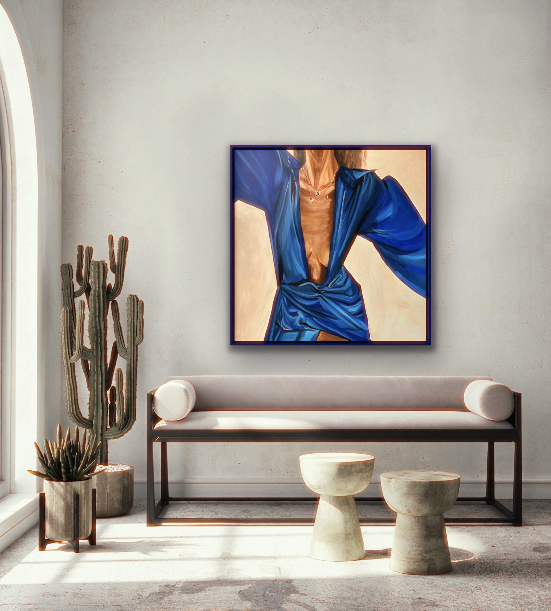 She Is Woman - Beatrix In Blue - 100x100cm - Interior